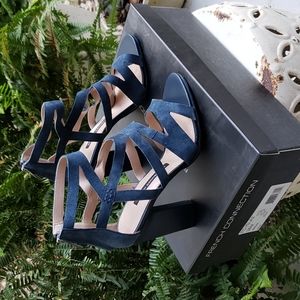 NIB French Connection blue genuine suede sandals size 38